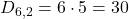 D_{6,2} = 6 \cdot 5 = 30