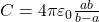  C = 4 \pi \varepsilon_0 \frac{ab}{b - a} 