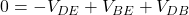  0 = -V_{DE} + V_{BE} + V_{DB} 