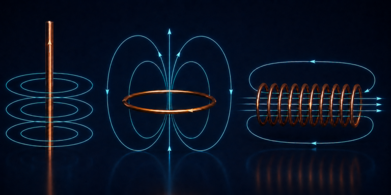 Campo magnetico prodotto da filo rettilineo, spira circolare e solenoide