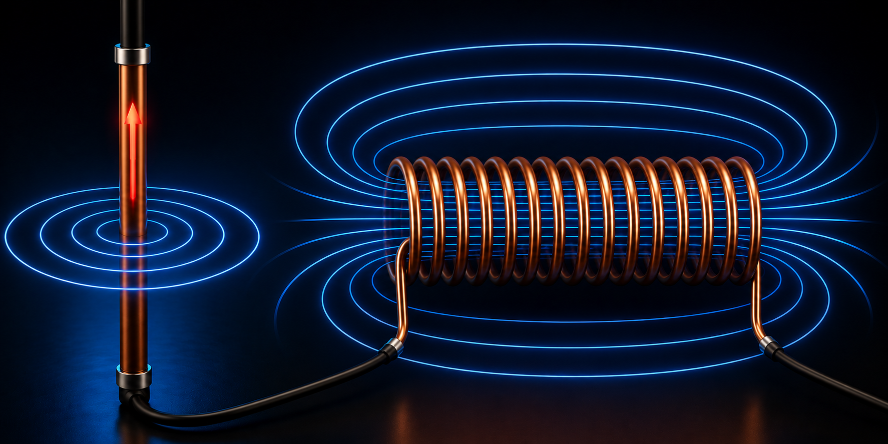 Campo magnetico generato da un conduttore percorso da corrente e da un solenoide