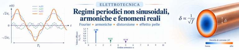 Analisi di Fourier di una tensione periodica deformata, spettro delle armoniche ed effetto pelle nei conduttori elettrici.