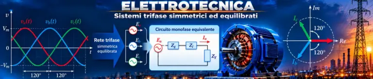 Sistemi trifase simmetrici ed equilibrati con sinusoidi sfasate di 120 gradi, circuito monofase equivalente e diagramma fasoriale.