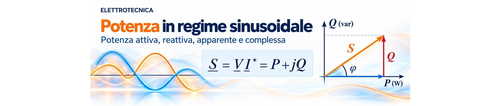 Potenza in regime sinusoidale: formule, P, Q e S